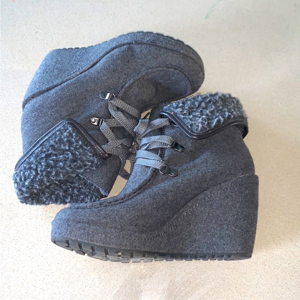Women's Gray Wedge Ankle Boots Excellent Condition!!